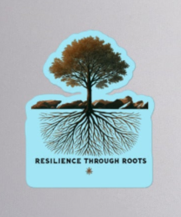 Resilience Through Roots Sticker_oceanBlue